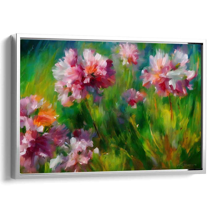 Whispers Among Blooms: Impressionist Garden Canvas Art Print