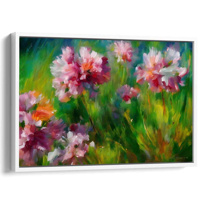 Whispers Among Blooms: Impressionist Garden Canvas Art Print