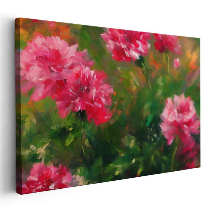 Surreal Petal Symphony: Vibrant Impressionist Pink Flower Canvas Art Print