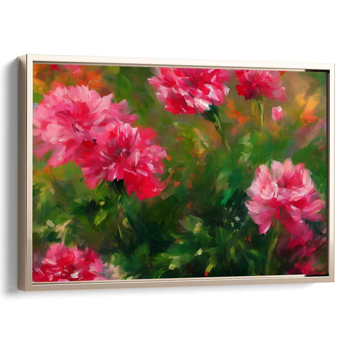 Surreal Petal Symphony: Vibrant Impressionist Pink Flower Canvas Art Print