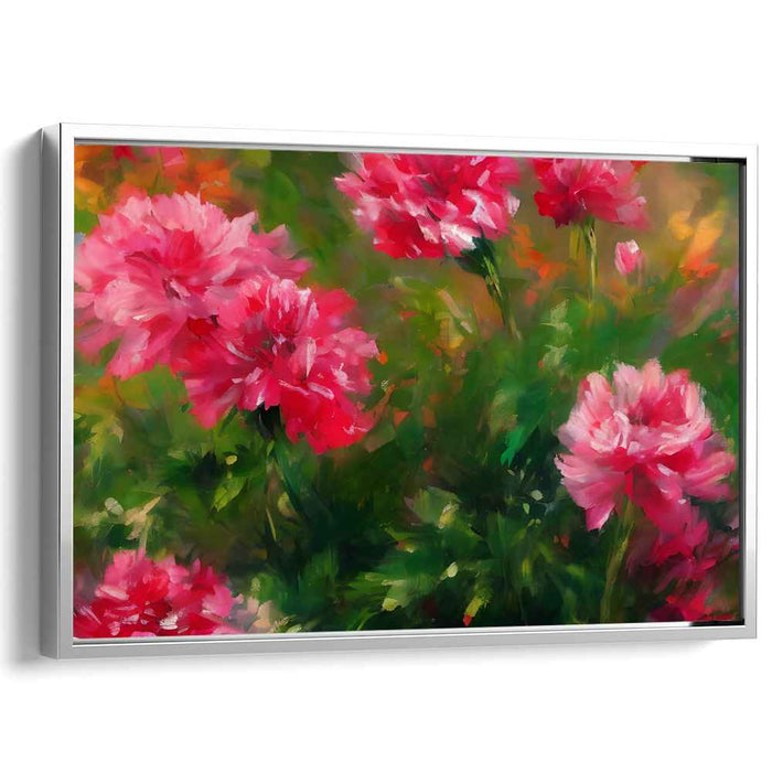 Surreal Petal Symphony: Vibrant Impressionist Pink Flower Canvas Art Print