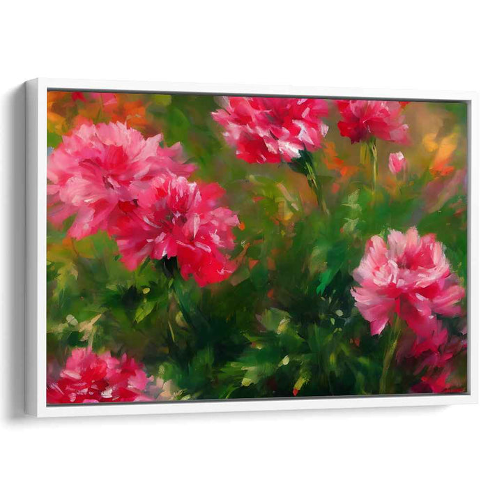 Surreal Petal Symphony: Vibrant Impressionist Pink Flower Canvas Art Print