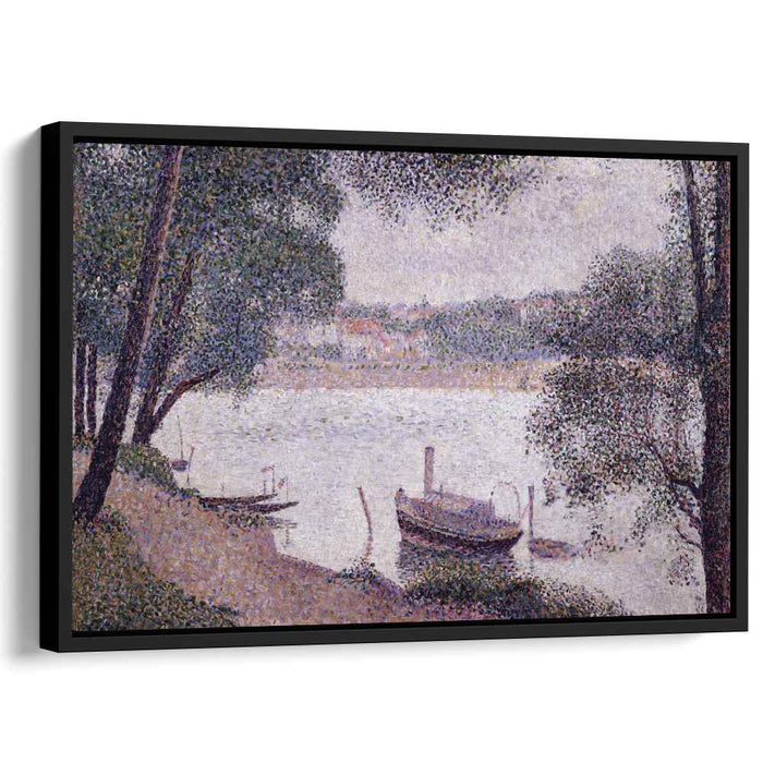 River Landscape with a boat (1884) by Georges Seurat