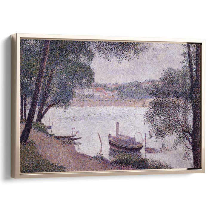 River Landscape with a boat (1884) by Georges Seurat