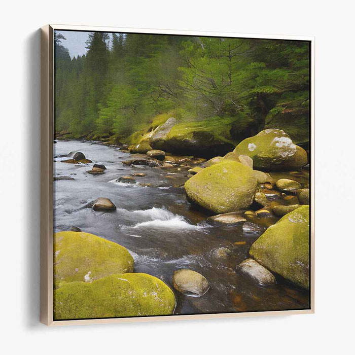 Verdant Tributaries: Lush Green Canvas Art Print
