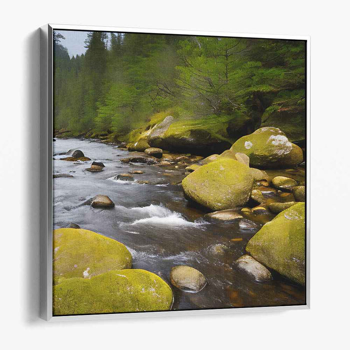 Verdant Tributaries: Lush Green Canvas Art Print