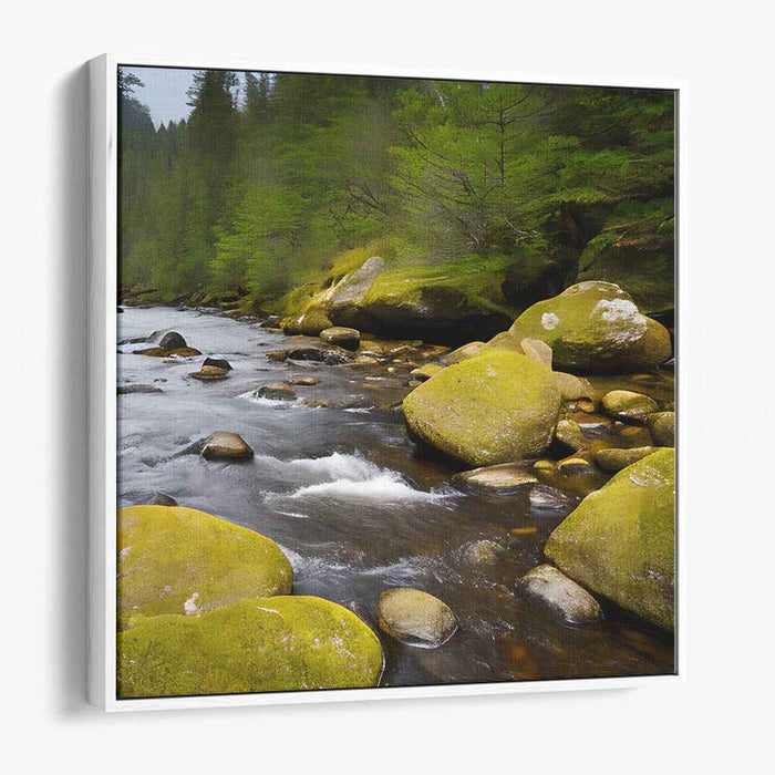 Verdant Tributaries: Lush Green Canvas Art Print