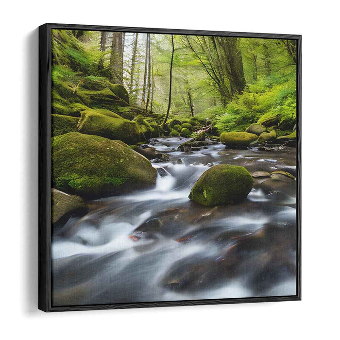 Mystical Waterside: Enchanted Forest Stream Canvas Art Print