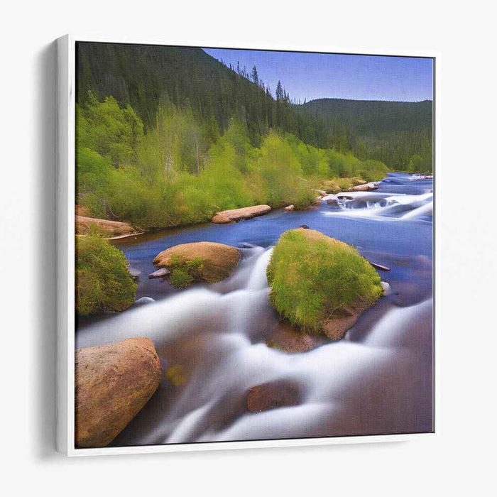 Rippling Waterside Haven: Majestic River Landscape Canvas Art