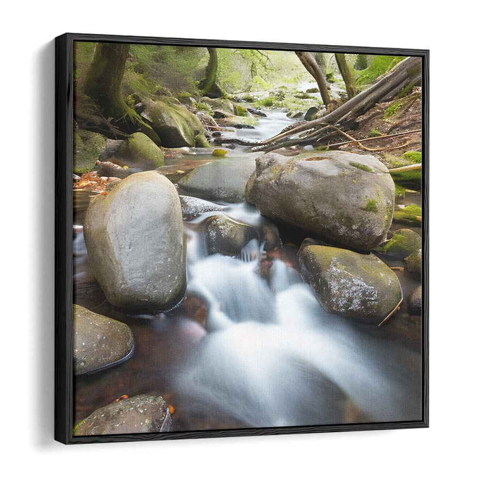 Whispering Canopy Falls: Tranquil Forest Waterfall Canvas Art Print