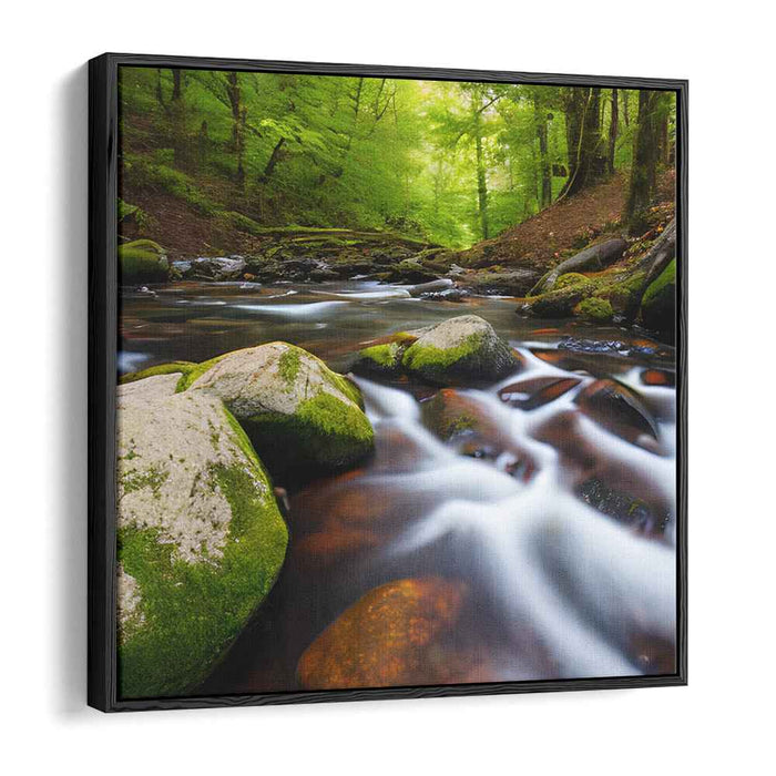 Emerald Serenity Cascade: Tranquil Greenery and Flowing Waters