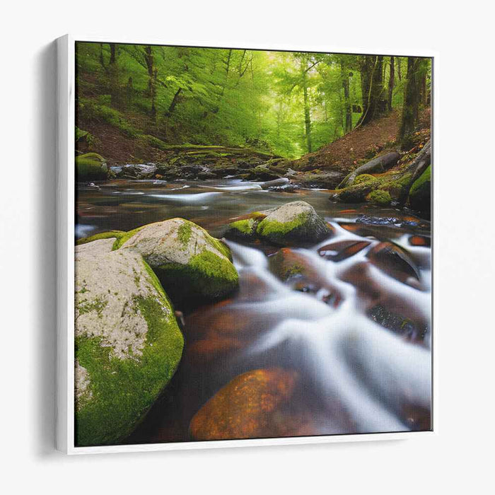 Emerald Serenity Cascade: Tranquil Greenery and Flowing Waters