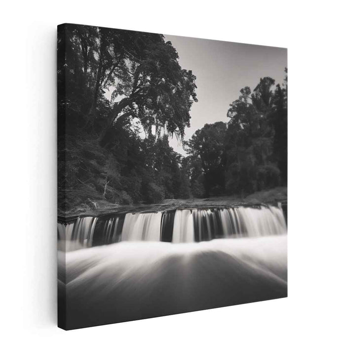 Cascade Contrast: Black and White Waterfall Photography