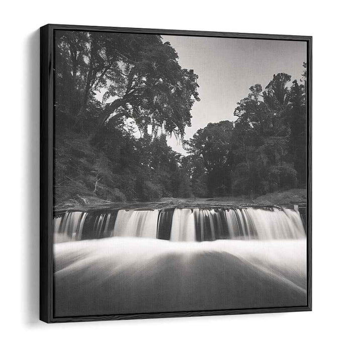 Cascade Contrast: Black and White Waterfall Photography