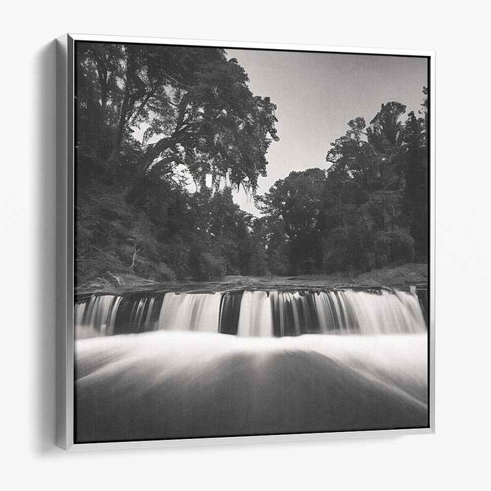 Cascade Contrast: Black and White Waterfall Photography