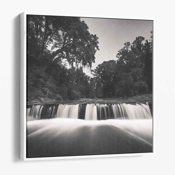 Cascade Contrast: Black and White Waterfall Photography