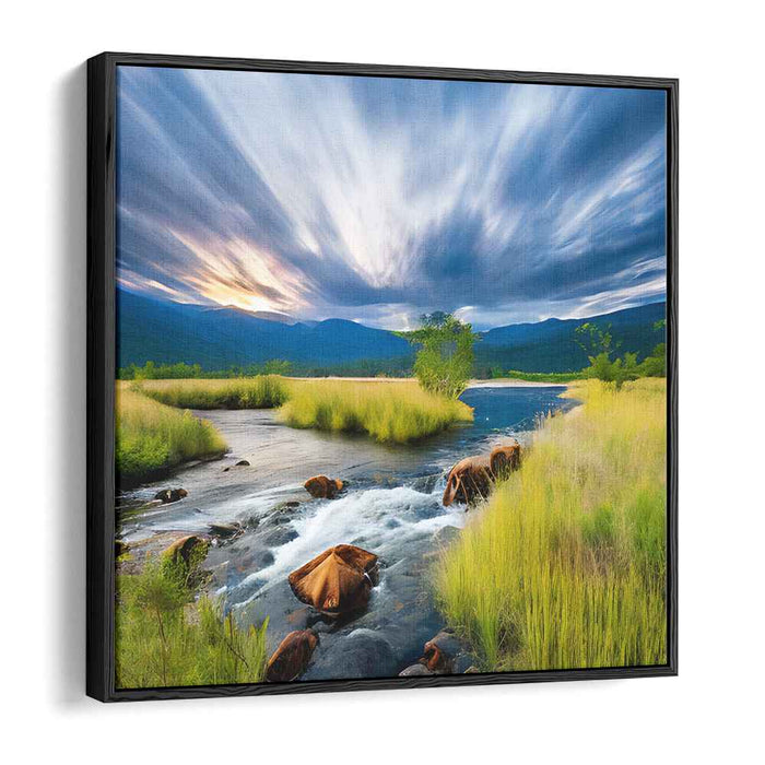 Sunset's Last Embrace: Dramatic Sunset Landscape Canvas Art