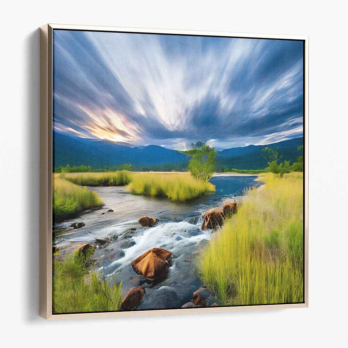 Sunset's Last Embrace: Dramatic Sunset Landscape Canvas Art