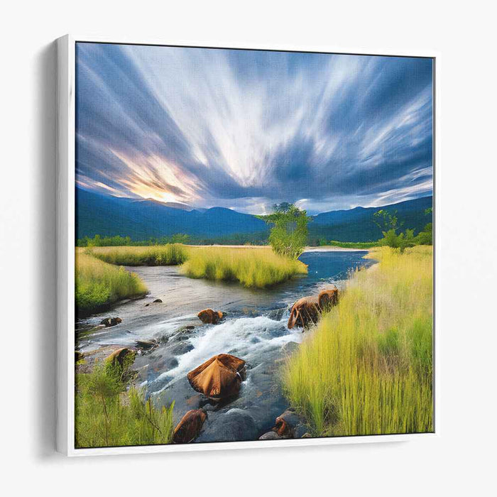 Sunset's Last Embrace: Dramatic Sunset Landscape Canvas Art