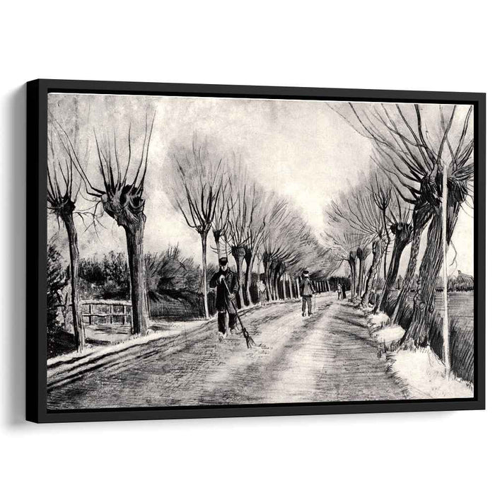 Road with Pollard Willows and Man with Broom (1881) by Vincent van Gogh