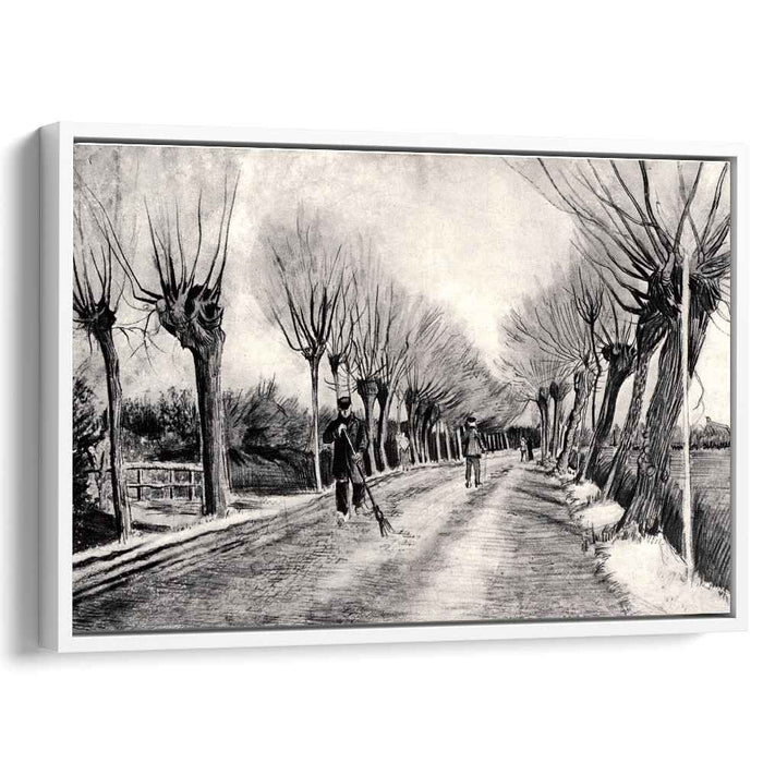Road with Pollard Willows and Man with Broom (1881) by Vincent van Gogh