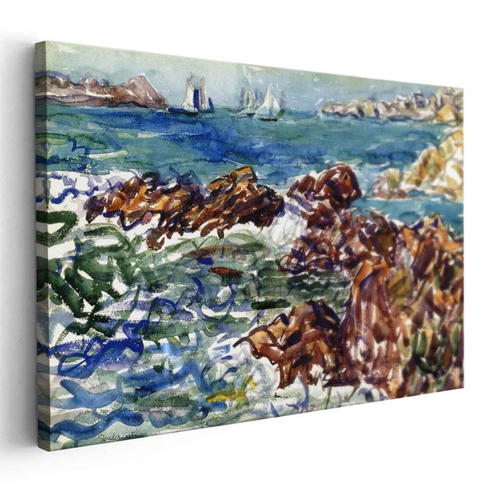 Rocky Cove with Village (1910) by Maurice Prendergast