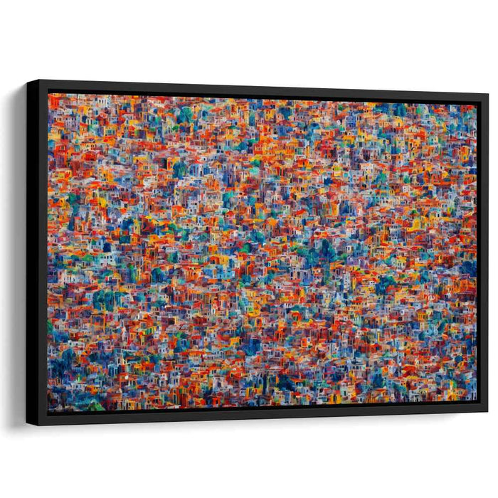 Colorful Complexity: Abstract Urban Tapestry Canvas Art