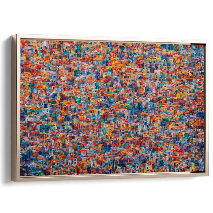 Colorful Complexity: Abstract Urban Tapestry Canvas Art