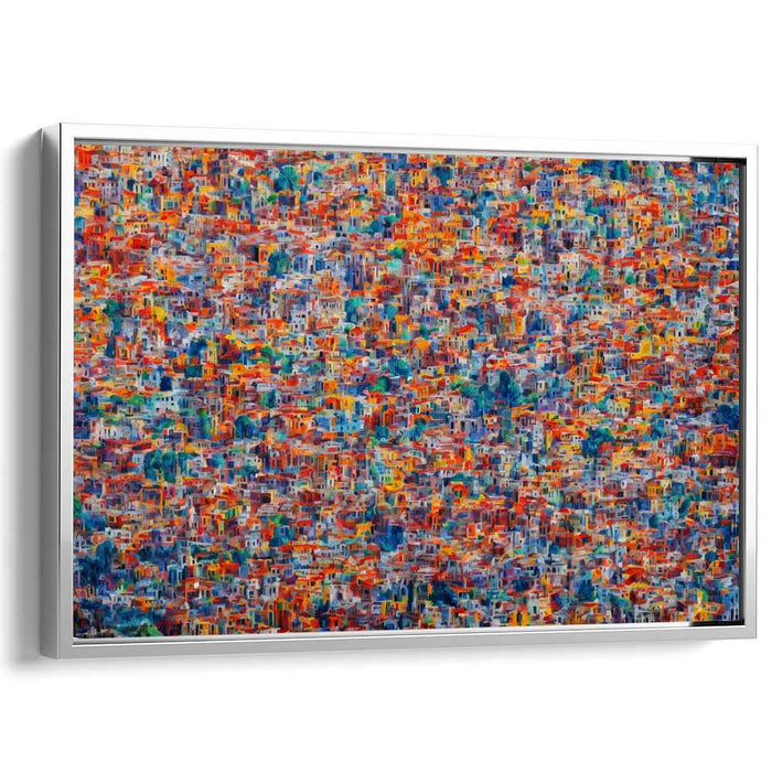 Colorful Complexity: Abstract Urban Tapestry Canvas Art