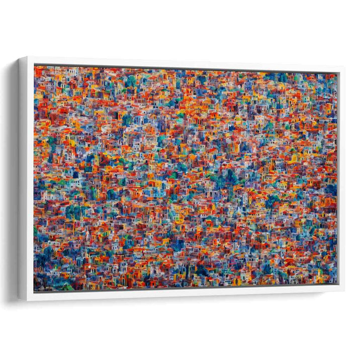Colorful Complexity: Abstract Urban Tapestry Canvas Art