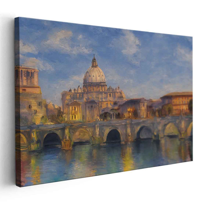 Ethereal Morning Reverie: Impressionist View of St. Peter's Basilica Canvas Art
