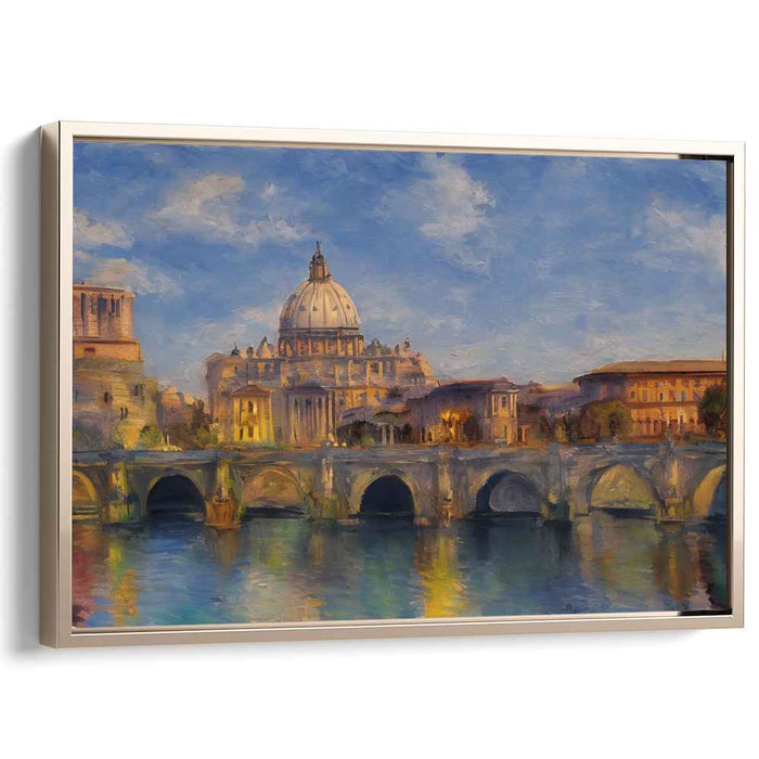 Ethereal Morning Reverie: Impressionist View of St. Peter's Basilica Canvas Art