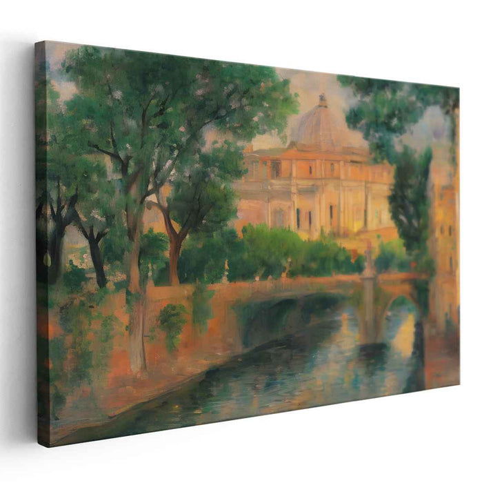 Melodic Rays At Ancient Shores: Impressionist Sunset Over Historic Waters