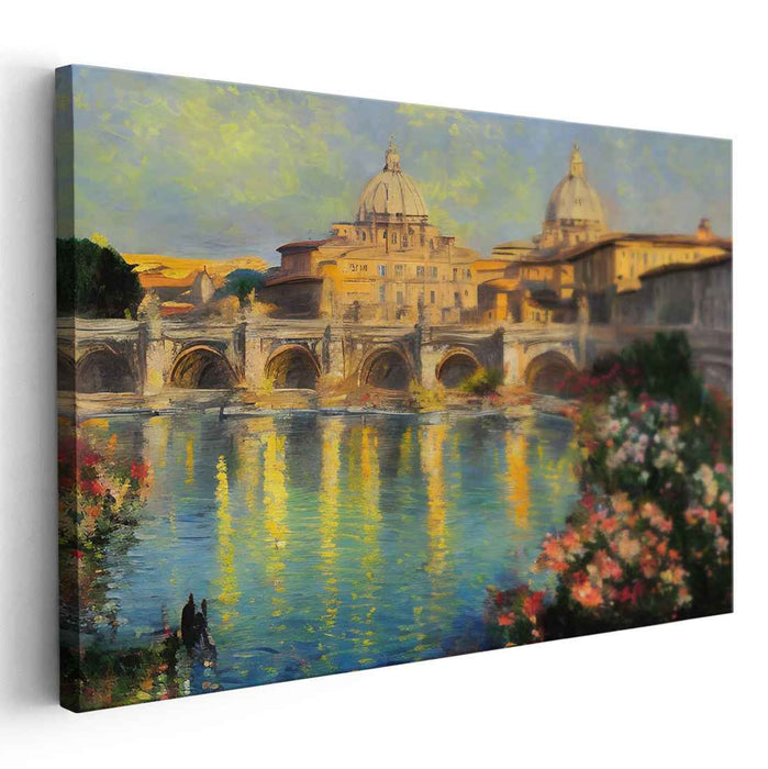 City Symphony Brushstrokes: Impressionist Cityscape Canvas Art Print