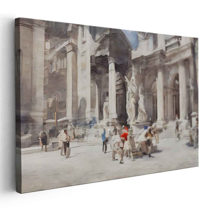 Elegant Daylight: Romanticism-Inspired Classical Plaza Scene