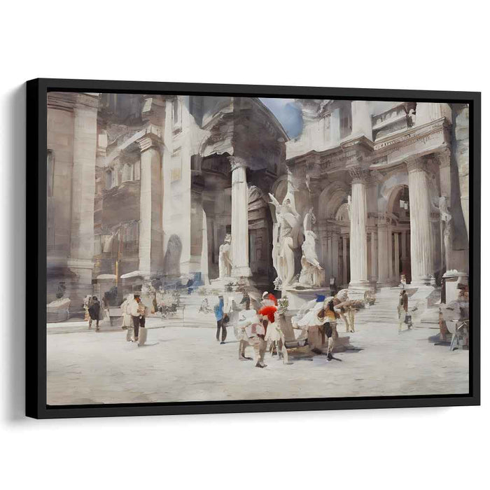 Elegant Daylight: Romanticism-Inspired Classical Plaza Scene