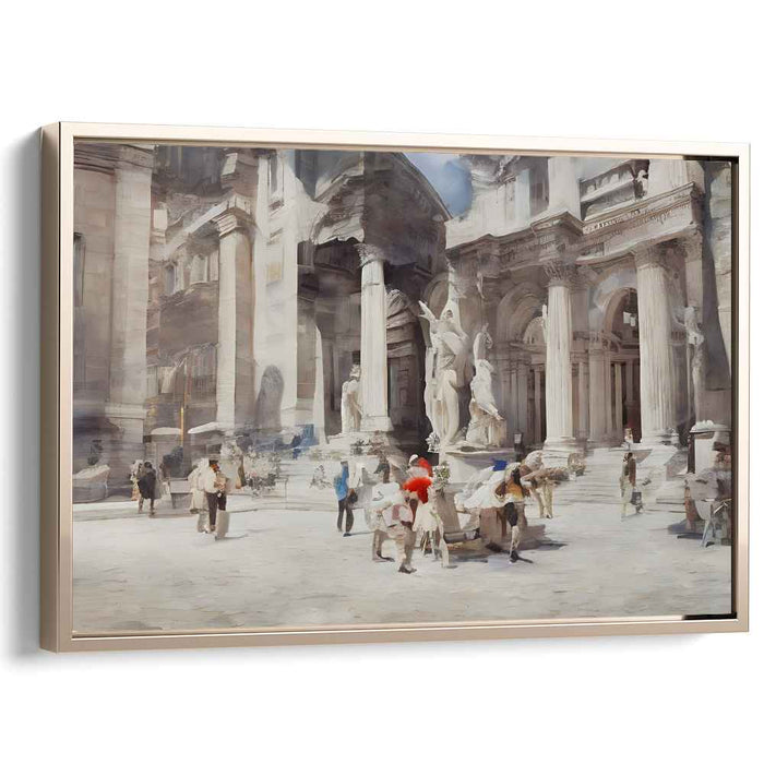 Elegant Daylight: Romanticism-Inspired Classical Plaza Scene
