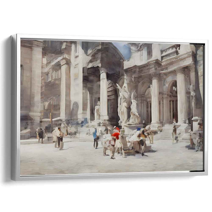 Elegant Daylight: Romanticism-Inspired Classical Plaza Scene