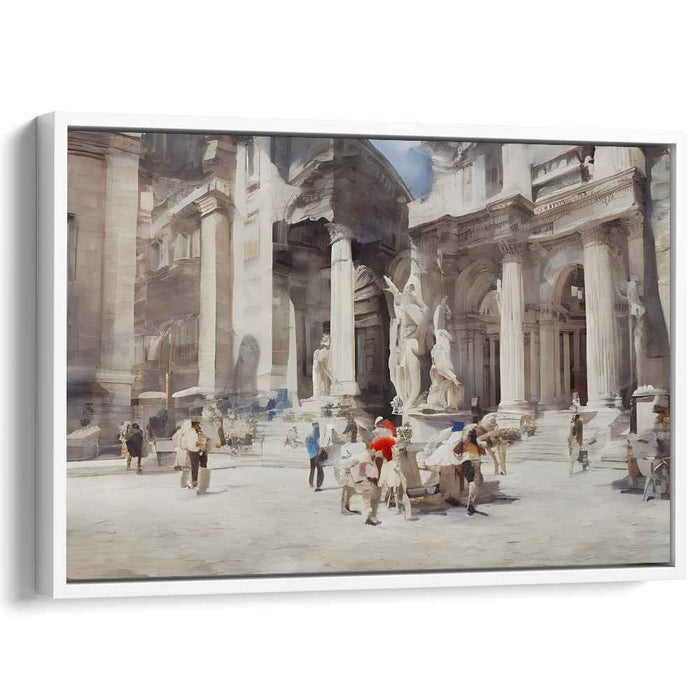 Elegant Daylight: Romanticism-Inspired Classical Plaza Scene