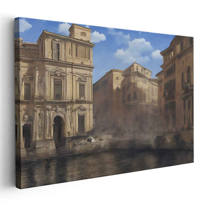 Renaissance Urban Charm: Classical European Cityscape Canvas Art Print