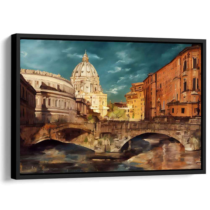 Ethereal Vatican Mirage: Majestic View of St. Peter's Basilica and Tiber River