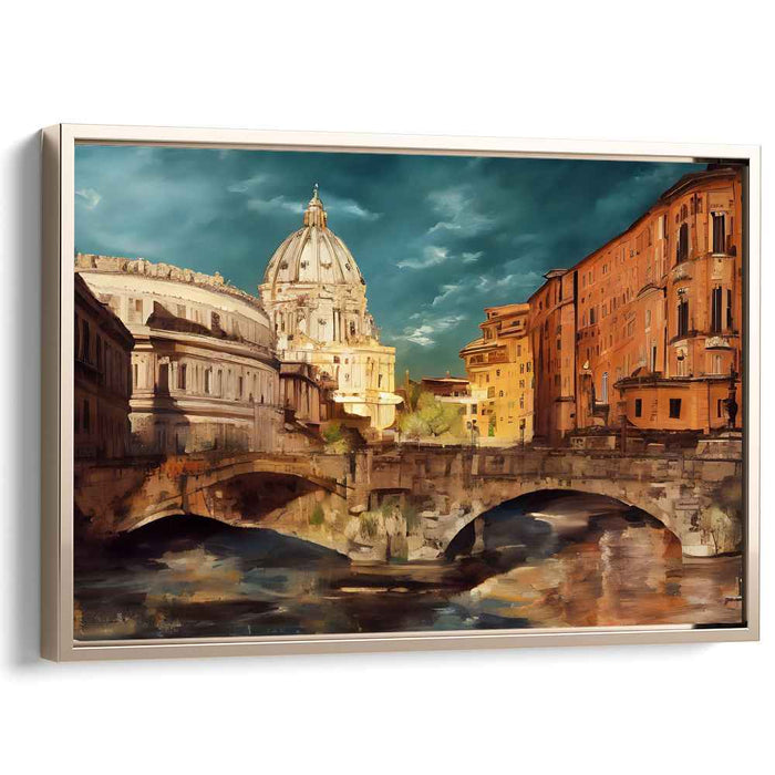 Ethereal Vatican Mirage: Majestic View of St. Peter's Basilica and Tiber River