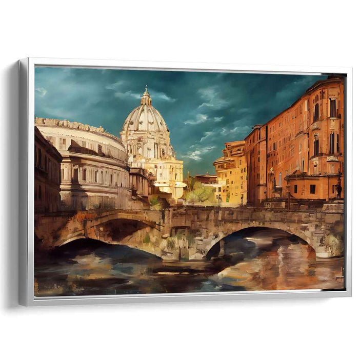 Ethereal Vatican Mirage: Majestic View of St. Peter's Basilica and Tiber River