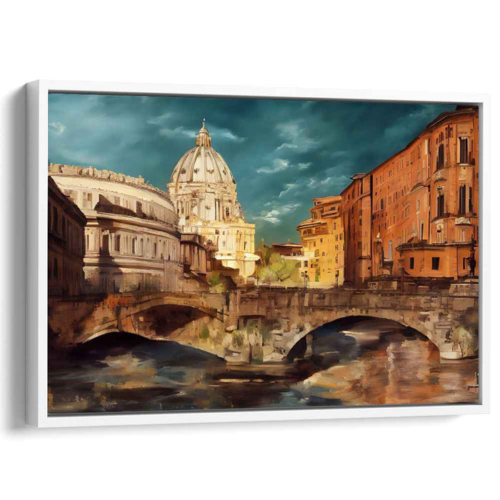 Ethereal Vatican Mirage: Majestic View of St. Peter's Basilica and Tiber River