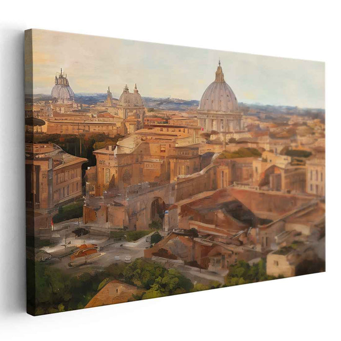 Temples of Time: Majestic Dome and Classical Architecture Canvas Art Print