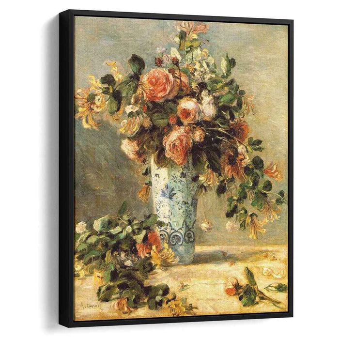 Roses and Jasmine in a Delft Vase (1881) by Pierre-Auguste Renoir