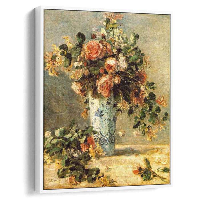 Roses and Jasmine in a Delft Vase (1881) by Pierre-Auguste Renoir
