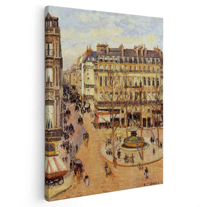 Rue Saint Honore Morning Sun Effect, Place du Theatre Francais by Camille Pissarro