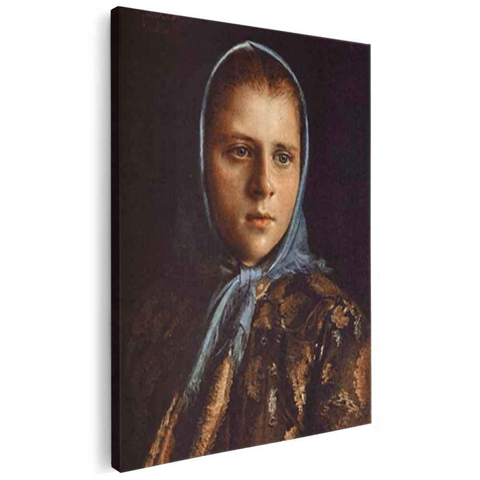 Russian Girl in a Blue Shawl (1882) by Ivan Kramskoy