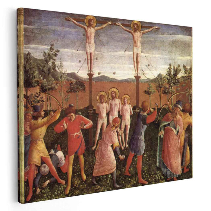 Saint Cosmas and Saint Damian Crucifixed and Stoned (1440) by Fra Angelico